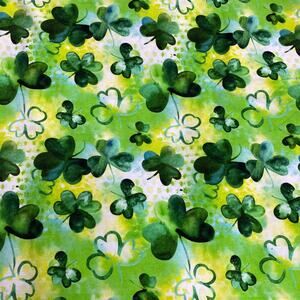 Shamrock Print Stretch Cotton Lycra Apparel Sewing Fabric 1 Yard x 60"